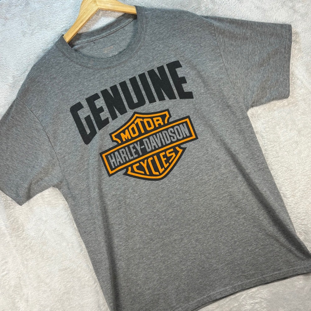 Christian Harley-Davidson‎ Style "Jesus Is Genuine" Graphic Tee Gray Size M